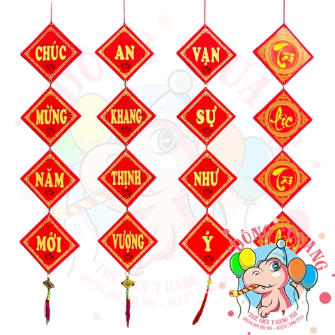 Bộ 4 tấm Liễn - Khánh vuông treo Tết