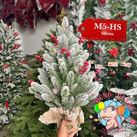 Cây thông mini PE 2 loại lá phủ tuyết cherry