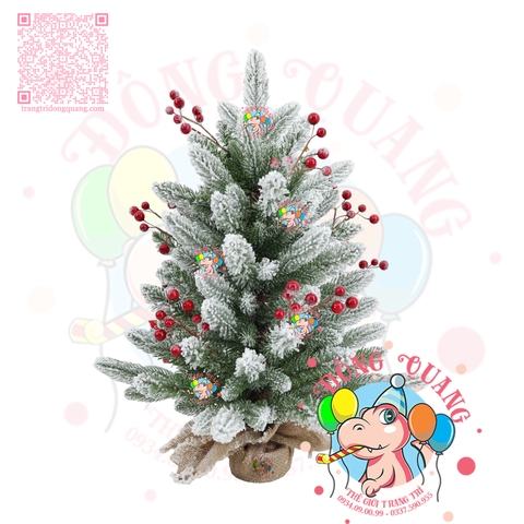 Cây thông mini PE 2 loại lá phủ tuyết cherry