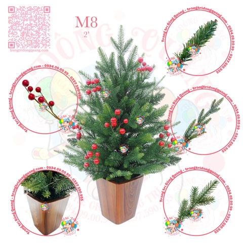 Cây thông mini PE 3 loại lá, cherry