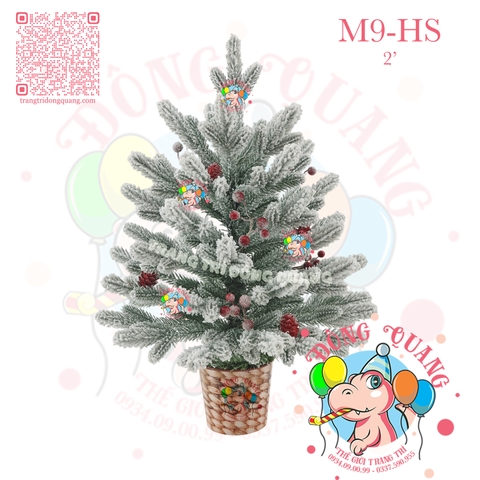 Cây thông mini PE phủ tuyết trái thông, cherry (M9-HS)