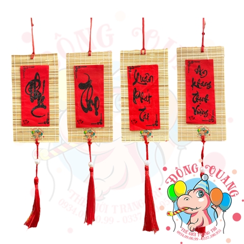 Mành tre dài chữ Tết thư pháp 6-7-9cm