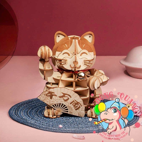 Mèo thần tài gỗ lắp ráp