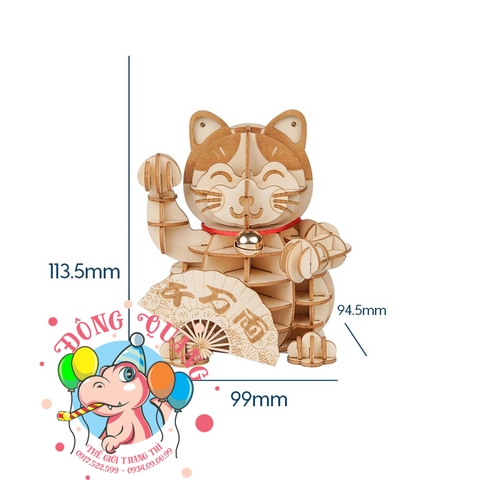 Mèo thần tài gỗ lắp ráp