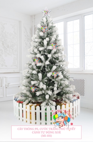 Cây thông PE, cước trắng phủ tuyết (cành tự động xoè)