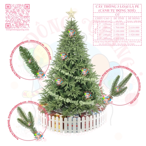 Cây thông 3 loại lá PE (cành tự động xoè)