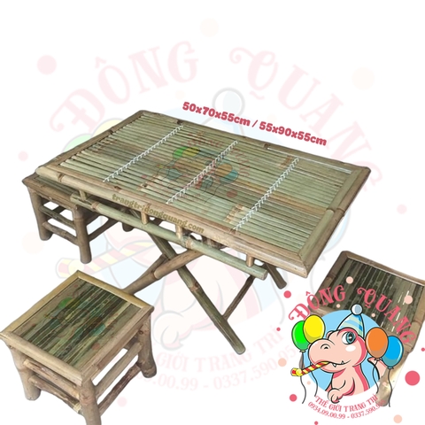 Bàn ghế tre trang trí tiểu cảnh