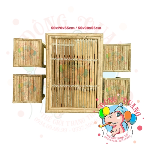 Bàn ghế tre trang trí tiểu cảnh