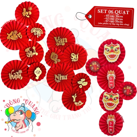 Quạt giấy xếp thủ công (set 6)