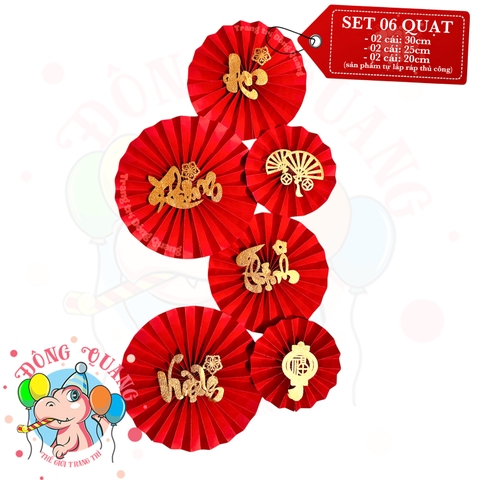 Quạt giấy xếp thủ công (set 6)