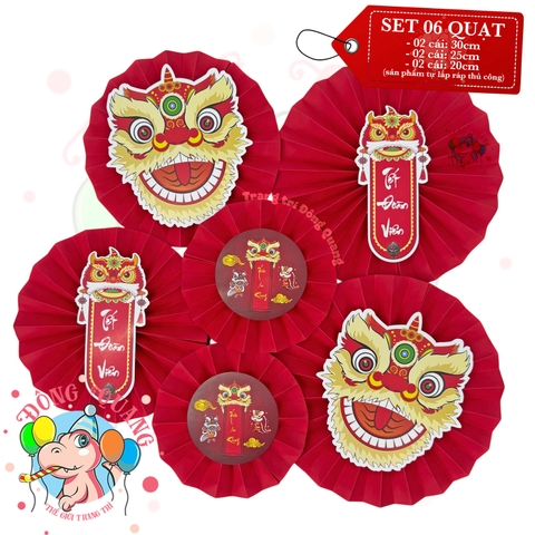 Quạt giấy xếp thủ công (set 6)