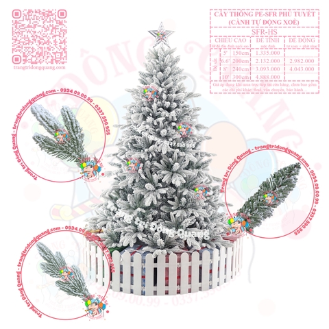Cây thông PE-SFR phủ tuyết (cành tự động xoè)