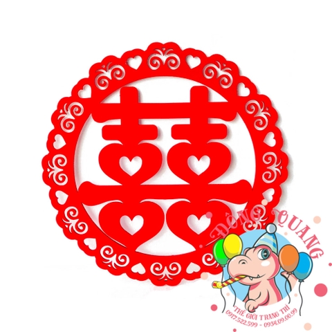 Chữ song Hỷ xốp khung tròn 1 (6 màu)