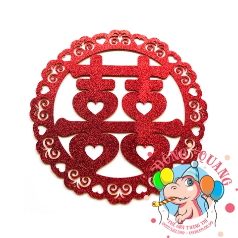 Chữ song Hỷ xốp khung tròn 1 (6 màu)