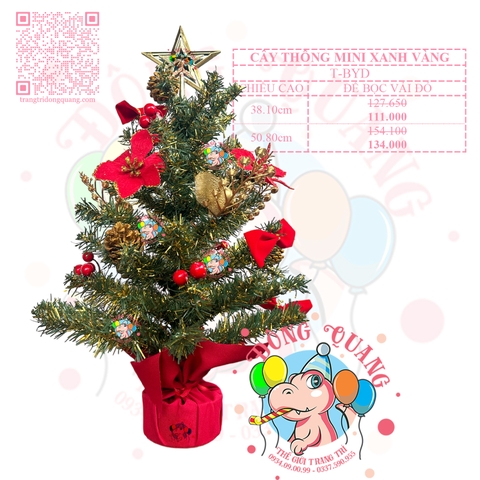 Cây thông mini xanh vàng