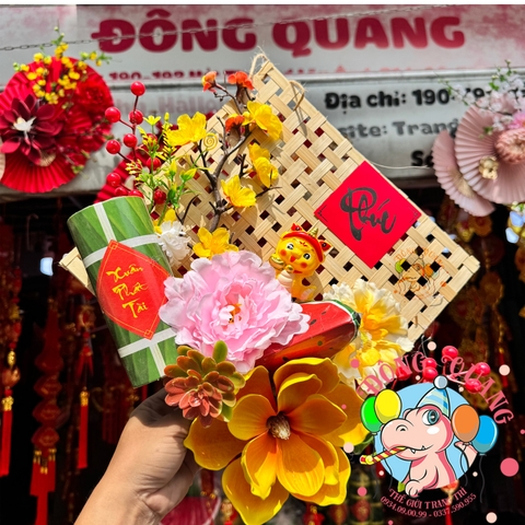 Tấm tre đan trang trí Tết