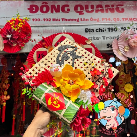 Tấm tre đan trang trí Tết