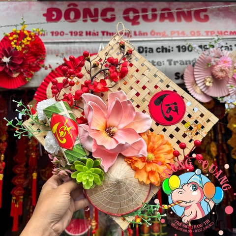 Tấm tre đan trang trí Tết