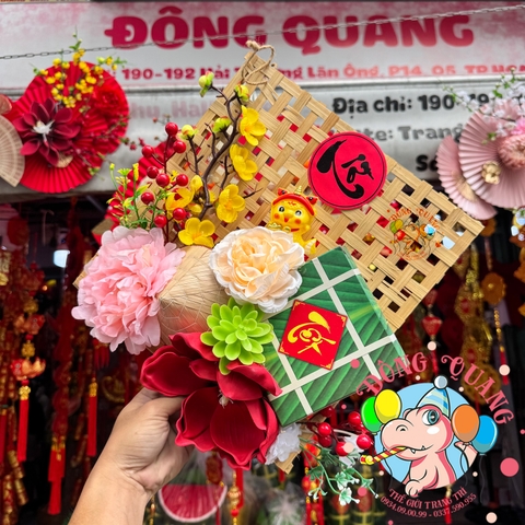 Tấm tre đan trang trí Tết