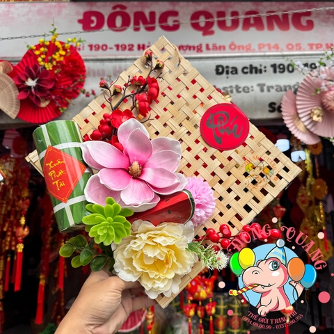 Tấm tre đan trang trí Tết