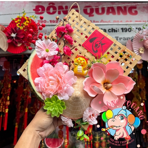 Tấm tre đan trang trí Tết