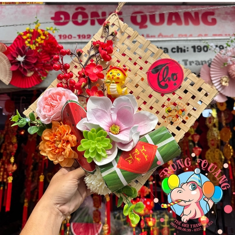 Tấm tre đan trang trí Tết