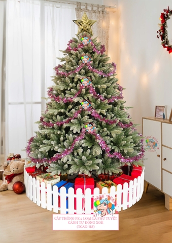 Cây thông PE 2 loại lá phủ tuyết (cành tự động xoè)