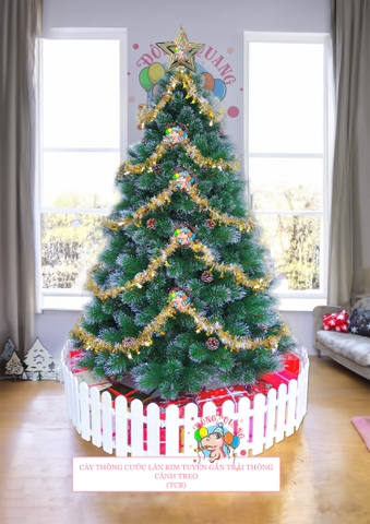 Cây thông cước lăn kim tuyến gắn trái thông (cành treo)