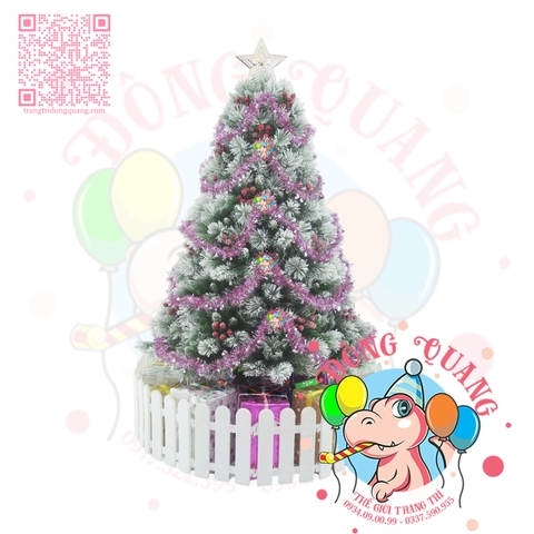 Cây thông cước 2 loại lá phủ tuyết cherry (cành tự động xoè)