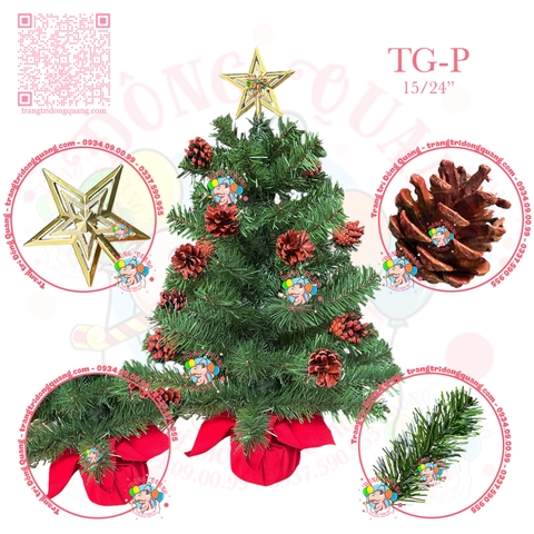 Cây thông mini xanh gắn trái thông
