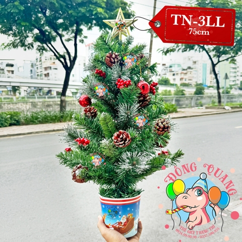 Cây thông mini 3 loại lá có trang trí