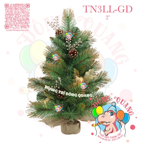 Cây thông mini 3 loại lá lăn kim tuyến (TN3LL-SD/GD)