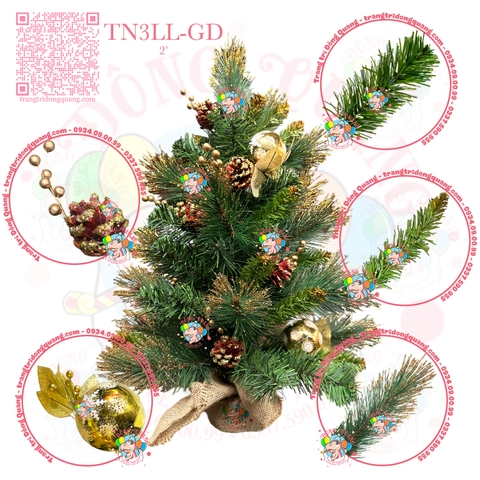 Cây thông mini 3 loại lá lăn kim tuyến