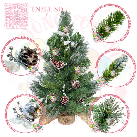 Cây thông mini 3 loại lá lăn kim tuyến