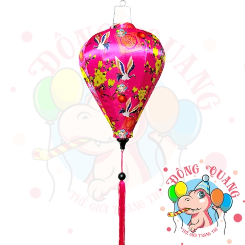 Lồng đèn Hội An vải bóng hoa văn - dáng tỏi