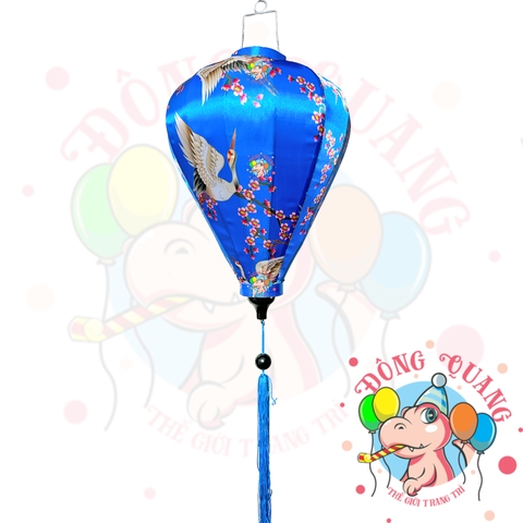 Lồng đèn Hội An vải bóng hoa văn - dáng tỏi