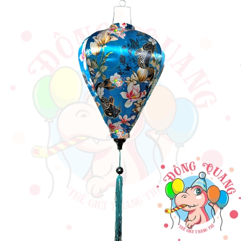 Lồng đèn Hội An vải bóng hoa văn - dáng tỏi