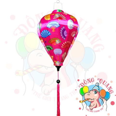 Lồng đèn Hội An vải bóng hoa văn - dáng tỏi