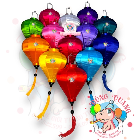 Lồng đèn Hội An vải phi bóng - dáng tỏi (treo ngoài trời)