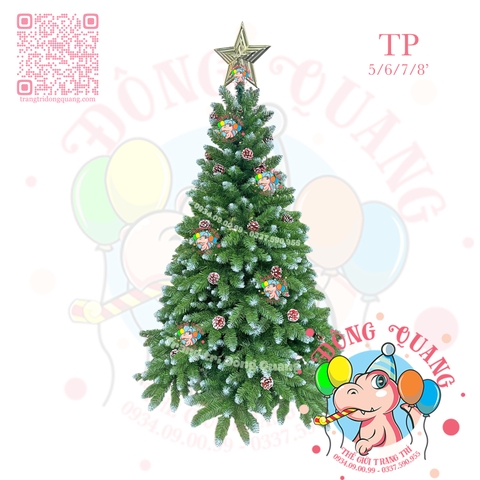 Cây thông đầu nhọn phun sơn gắn trái thông (cành treo)