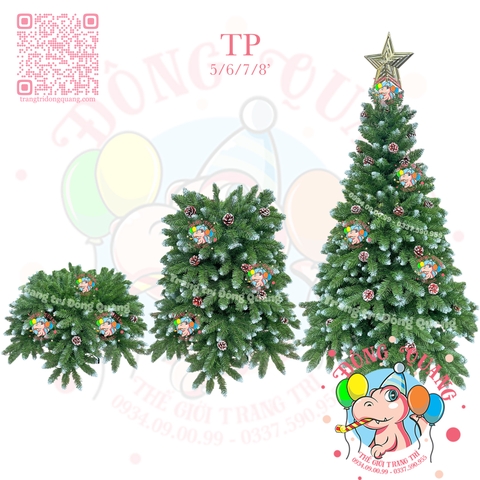 Cây thông đầu nhọn phun sơn gắn trái thông (cành treo)