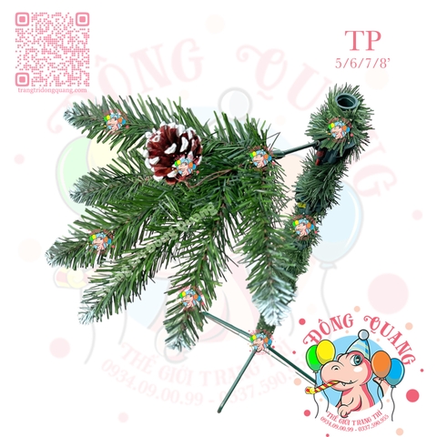 Cây thông đầu nhọn phun sơn gắn trái thông (cành treo)