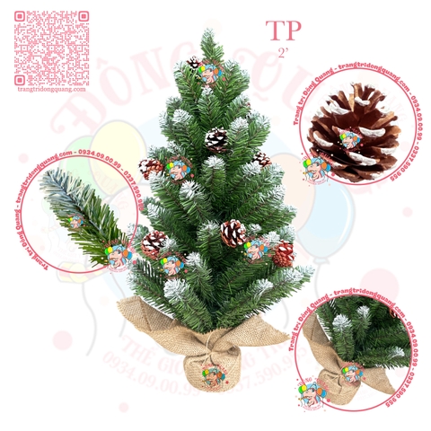Cây thông mini đầu nhọn phun sơn gắn trái thông