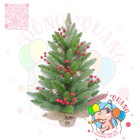 Cây thông mini PE 2 loại lá gắn cherry