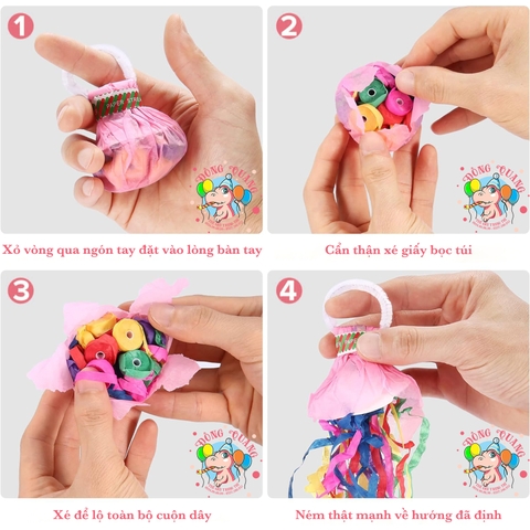 Túi pháo giấy sợi ribbon ném tay