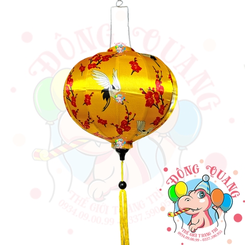 Lồng đèn Hội An vải bóng hoa văn - dáng tròn