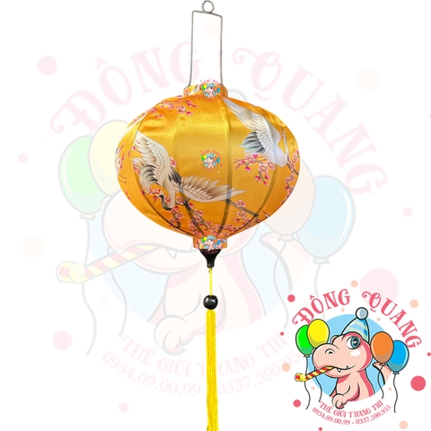 Lồng đèn Hội An vải bóng hoa văn - dáng tròn