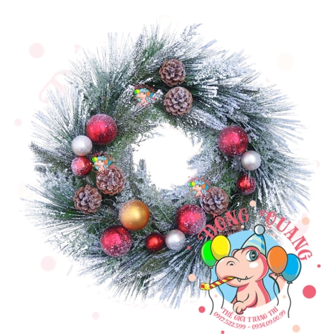 Vòng hoa 3 loại lá phủ tuyết