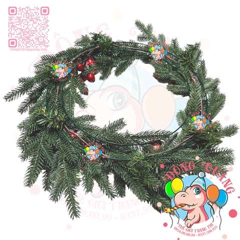 Vòng hoa nhánh thông 5 lá PE trang trí