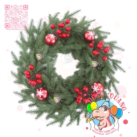 Vòng hoa nhánh thông 5 lá PE trang trí